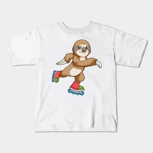 Sloth as Skater with Inline skates Kids T-Shirt